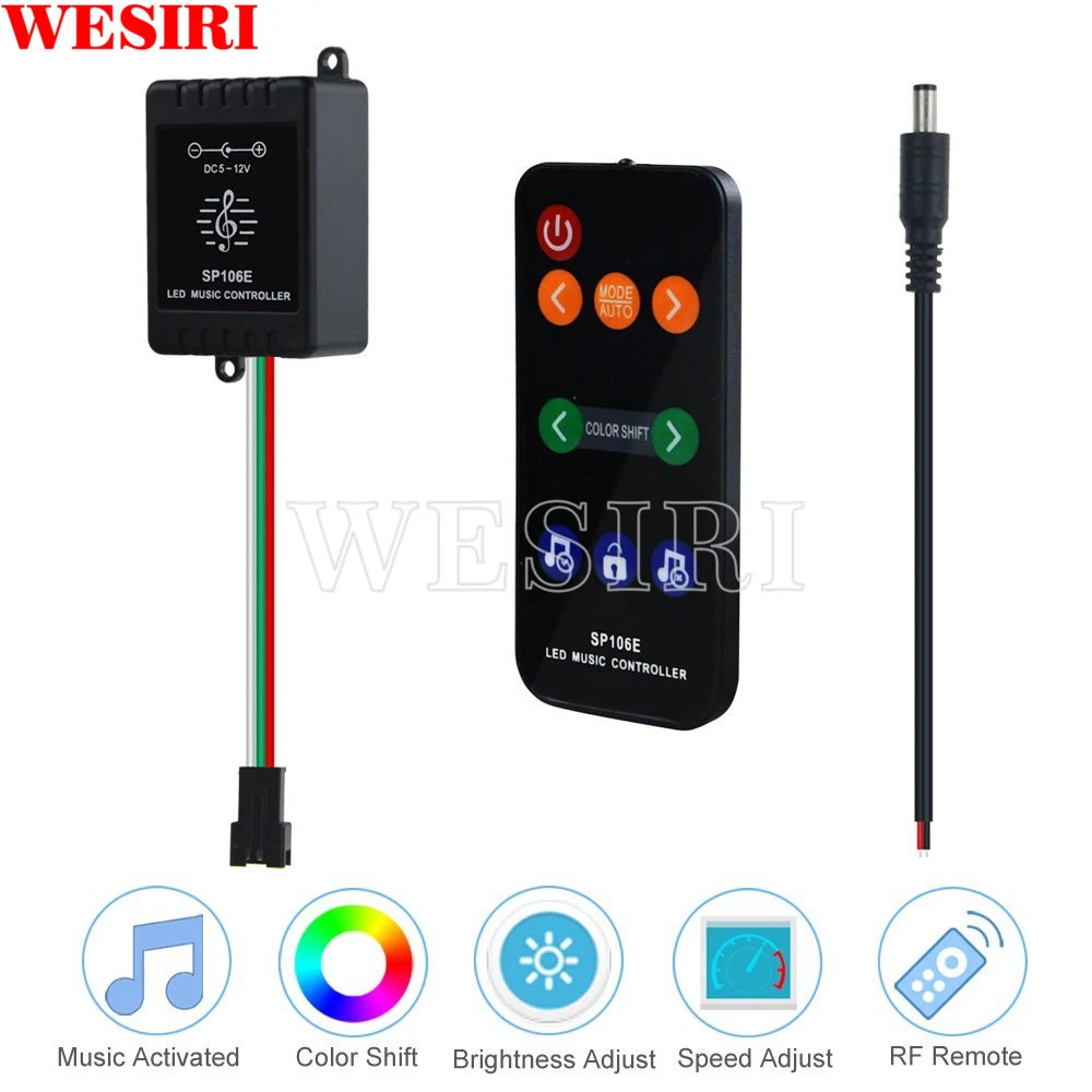 Sp106e Led Rgb Music Controller With Sound Activated Wireless Rf Remote