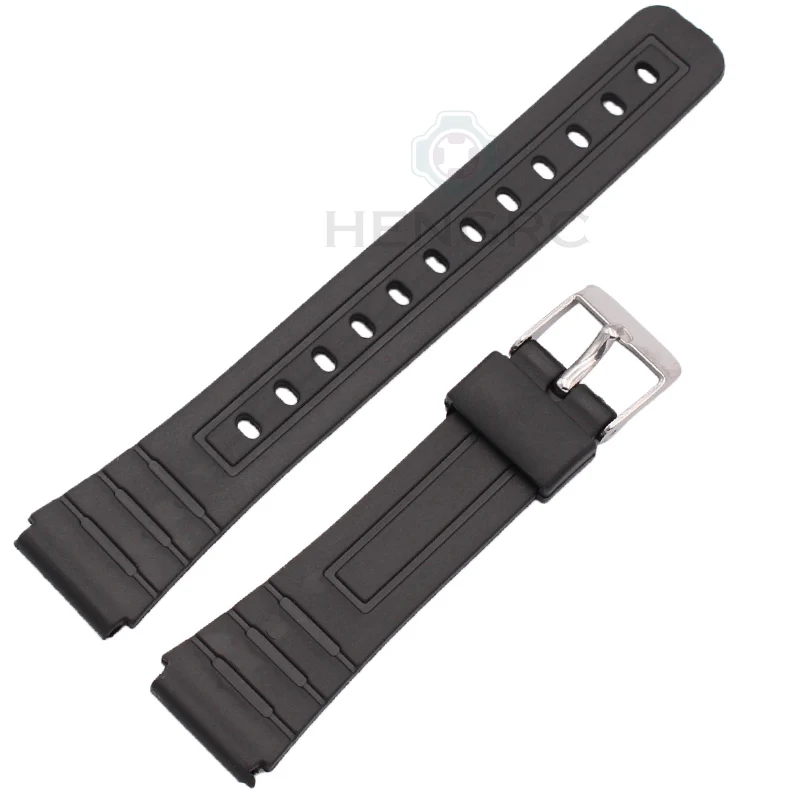 Silicone Sport Diving Watch Strap - Black Rubber Band with Buckle, 16-20mm