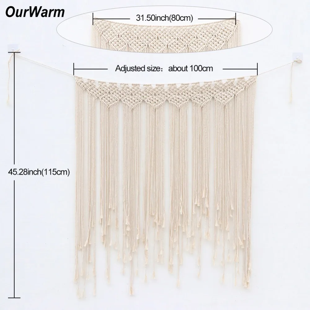 OurWarm 100x115 см ручной работы хлопок настенный гобелен макраме свадебный фон шторы Богемия кисточкой стены книги по искусству Boho домашний декор