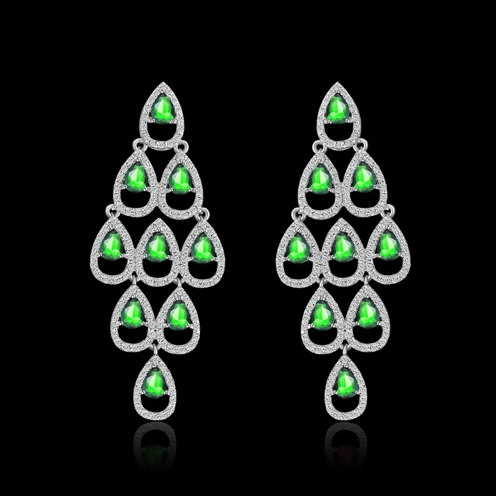 ladies silver wedding bridal gift jewellery drop dangle earring necklace set JJ4
