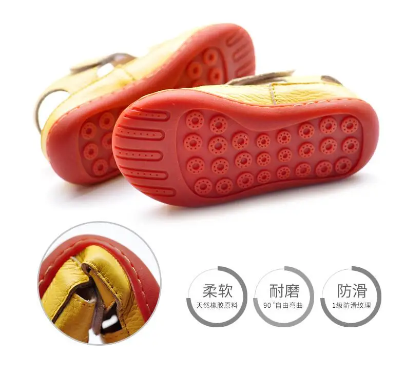 Children Sandals Genuine Leather Boys Girls Baby Pierced Breathable Comfort Joker Slip Summer Baotou