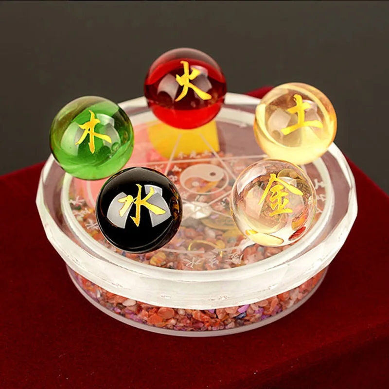 

Chinese Culture Feng Shui Fada Lucky Array Colourful Small Crystal Ball/Jinmu water fire soil Home Glass Decoration Accessories