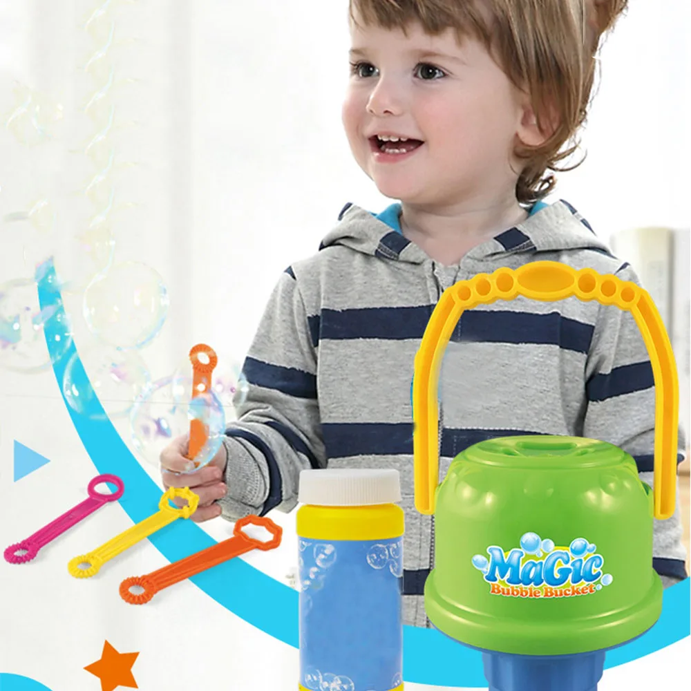 

Kids toys Magic Anti-sprinkler Portable Bubble Bucket Children Bubble Wand Toy Blower Gift