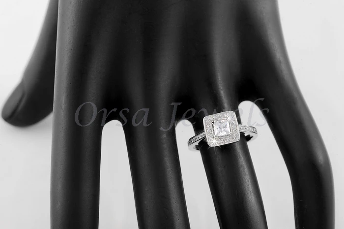 ORSA JEWELS Luxury Princess Cut 0.5ct CZ Engagement Ring Fashion Jewelry Silver Color Wedding Bands Rings For Women OR41