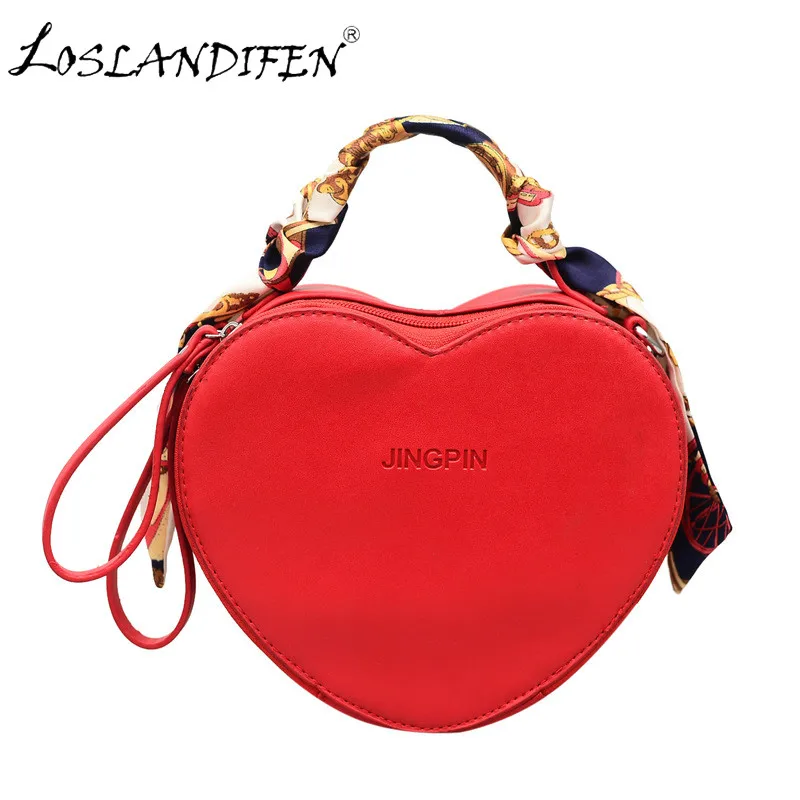 New Fashion Trend Love Shape Lady Red Crossbody Bag Pink Peach Heart Women Bags Personality ...