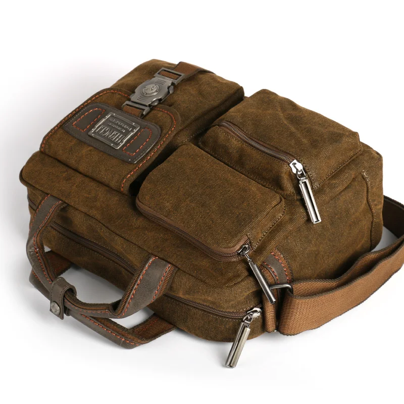 Multifunction Men Retro Classic Briefcase Canvas Vintage Wear Resistant Bags Leisure Toolkit Package