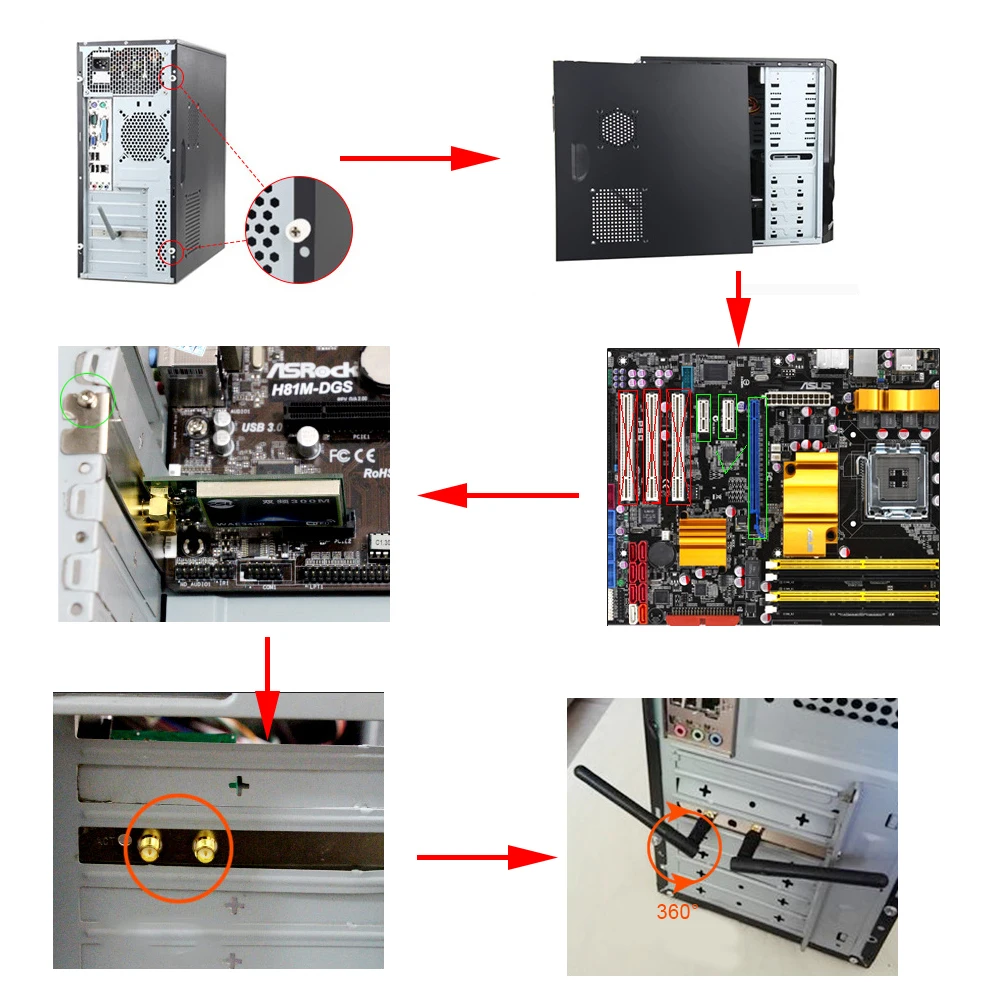 Ubit 7265 Wi Fi карты AC 1200 Мбит/с, 5 ГГц/2,4 ГГц двухдиапазонный PCI Express сетевой с Bluetooth 4,0 и 2 телевизионные антенны для рабочего стола