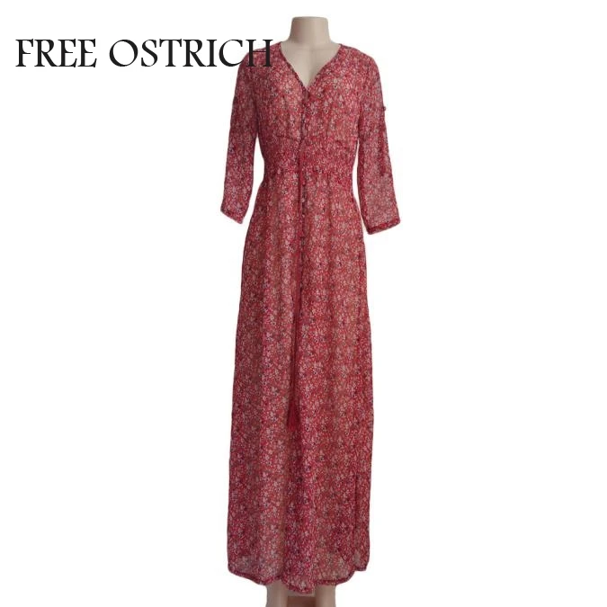 

FREE OSTRICH Women Boho Summer Dress Chiffon Floral Party Comfortable Beach Dress Fashion Casual Ladies Apparel 2019