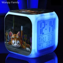 3D мультфильм кошка Будильник 7 цветов светящийся светодиодный цифровой детский будильник подарок на день рождения многофункциональный сенсорный датчик будильник