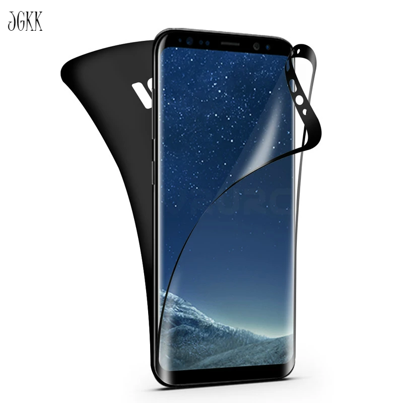 

JGKK for Samsung Galaxy S7 Edge S8 S8 Plus S8Plus Front + Back Electroplating 3D Full Body Cover Soft PET Film Screen Protector