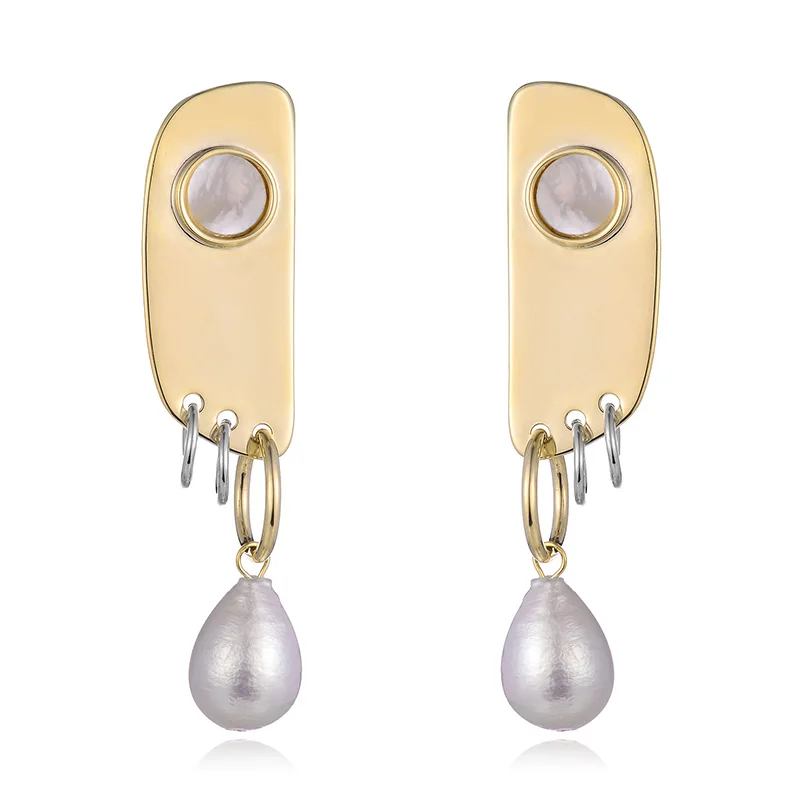 

Big Drop Earrings for Women Gold Color Zinc Alloy Stylish Dangler with Bead Pendant Girls Designer Brand Brinco Ear Jewelry