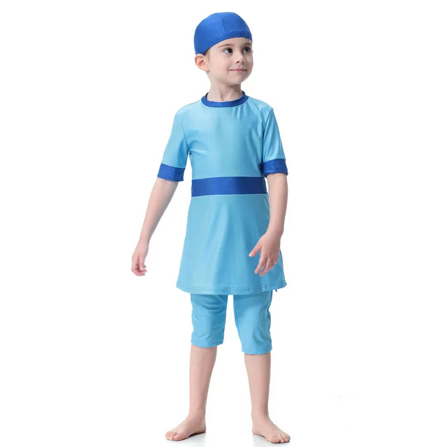 Мусульманский купальник для девочек Одежда для хиджаба для купания и плавания комплект мусульманский купальный костюм Burkinis для детей подростков