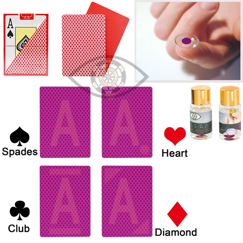 

Perpsective Poker Cards Texas Hold Em Plastic Marked Cards Magic Glasses UV Contact Lenses Gamble Cheating