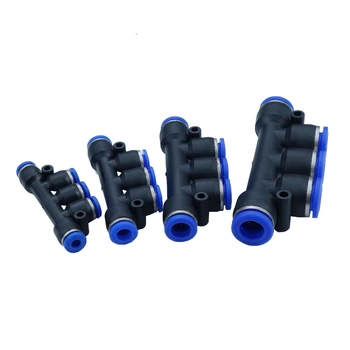 

4,6,8,10 12 mm OD Pneumatic Air Push In Quick Fitting 5 Way Manifold Connector