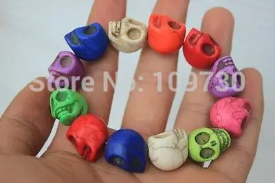 00924 10 шт натуральный Howlite вырезать череп кварцевые хрустальные бусы браслет |