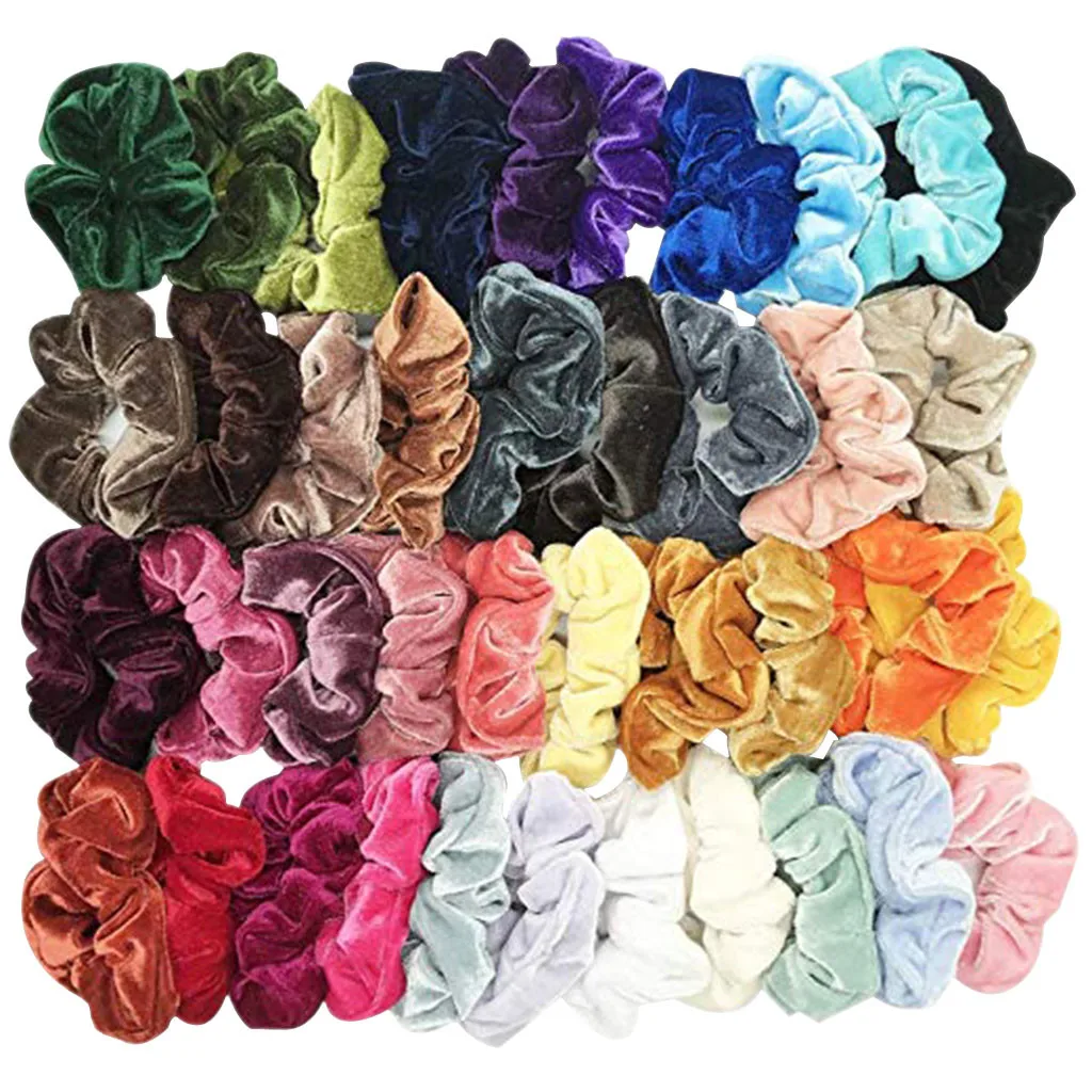 

50PCS Headband Wavy Velvet Elastic Hair Band Shrink Rope Ladies Girls Hair Accessories Women Hairband scrunchie Ponytail Holder