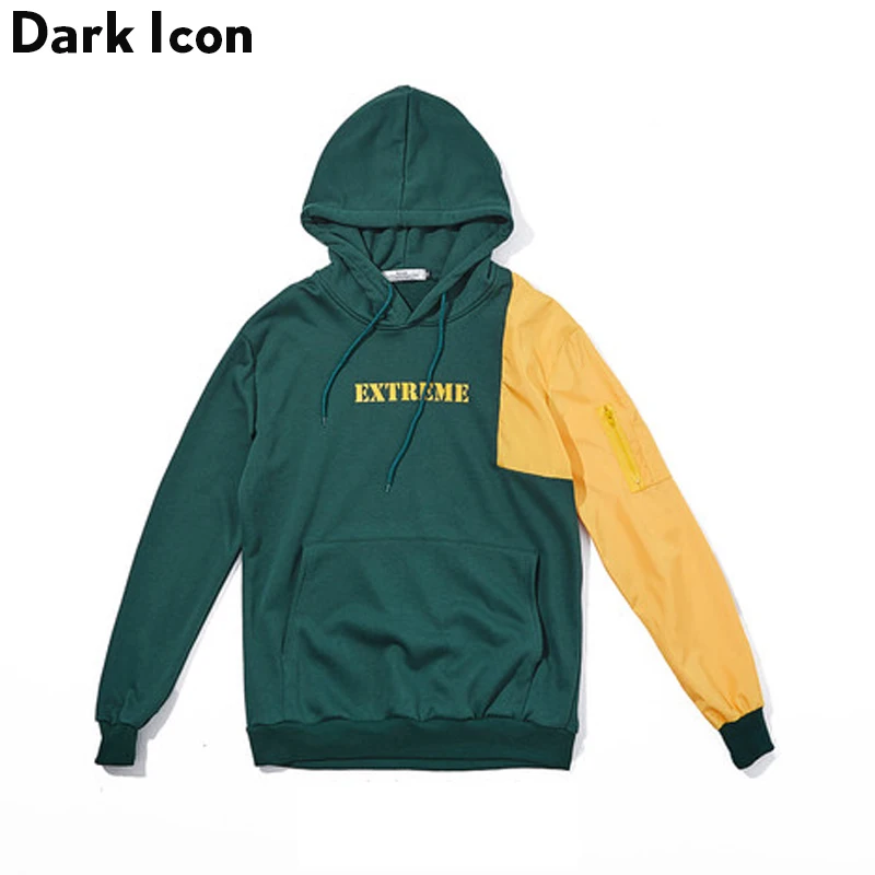 Dark Icon Patchwork Color Block Pullover Hip Hop Hoodies Men 2017 ...