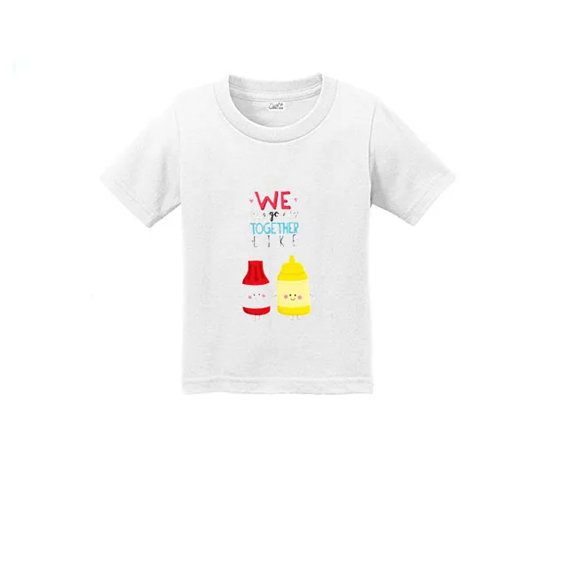 Детские топы; летняя футболка для малышей; коллекция года; хлопковая футболка с короткими рукавами для маленьких мальчиков и девочек; Yummz Tomato Ketchup and Yummz; цвет ЖЕЛТЫЙ, горчичный - Цвет: wt2tomatomustard