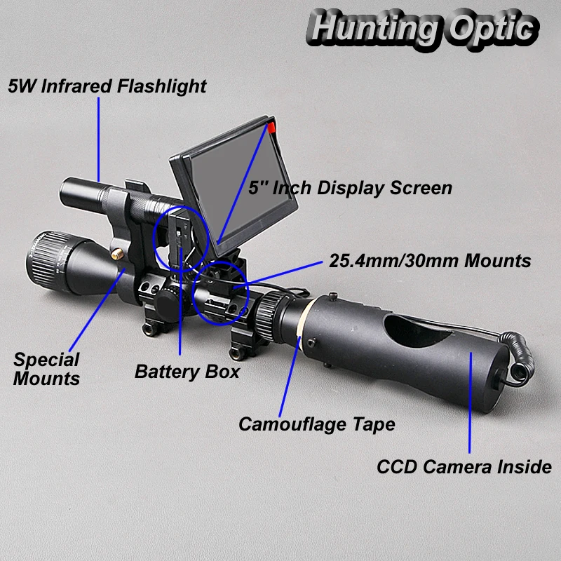 

DIY Rifle Hunting Night Vision Riflescope with CCD Camero and Display Screen For Outdoor Sports Optics High Quality