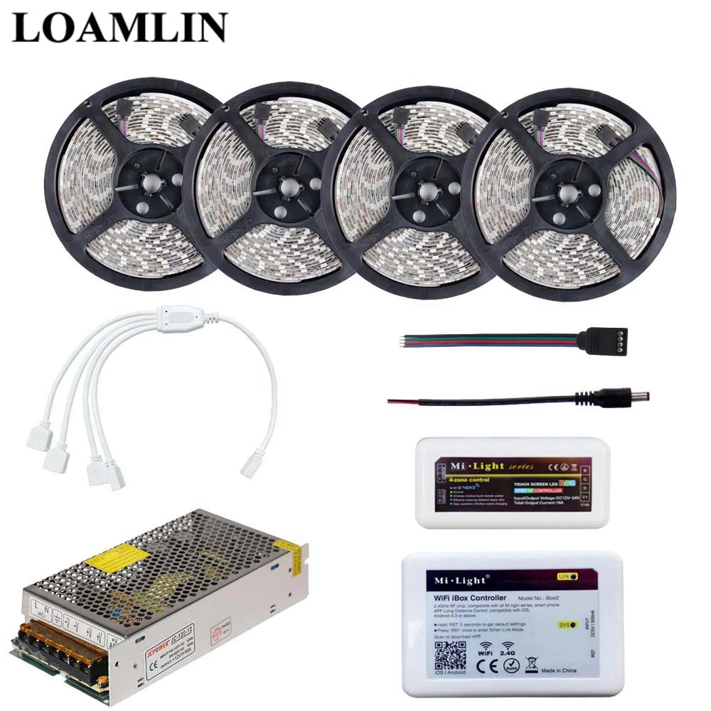 

SMD2835/3528 RGB Led Flexible Strip Light With Milight Wifi RGB Led Controller Power Transformer Kit 5M 10M 15M 20M