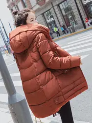 Новый Свет теплый с капюшоном плюс Размеры длинный пуховик Для женщин Зимняя куртка 2018 Костюмы для Mujer пальто Тонкий джинсовый жакет