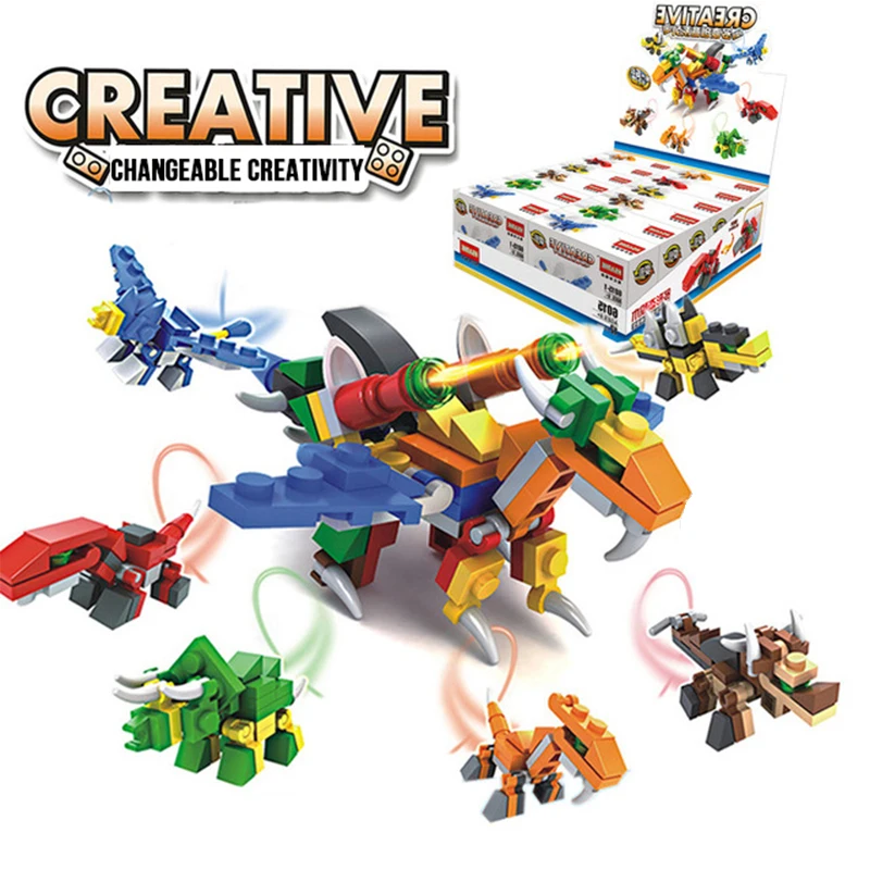 

Children Building Blocks Toy 6 Random Newest Small Particle Dinosaur Toys Small Color Box Packaging Diverse Creative Series Gift