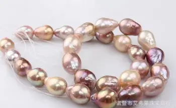 

elegant 12-13mm south sea baroque multicolor pearl necklace 18inch 925s
