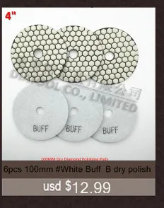 6pcs 100mm#100 B dry polishing pads Very competitive sander disc diameter 4inch Resin bond diamond flexible polishing pads