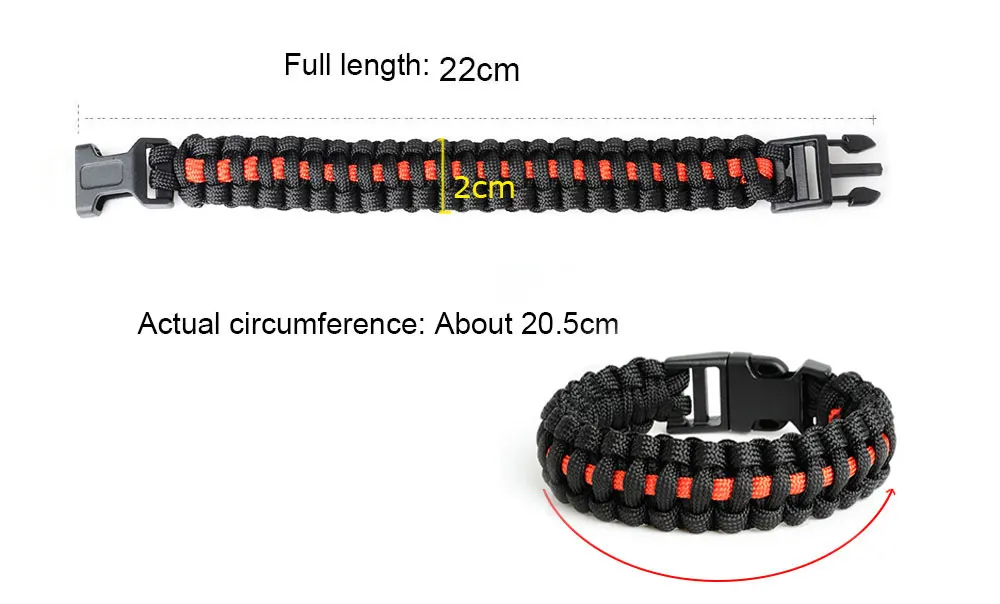 Keisha Lena Открытый путешествия Кемпинг тонкая синяя линия Черный Плетеный Кобра переплетения пластиковая пряжка Паракорд выживания браслет полиции - Окраска металла: Red C 20.5cm