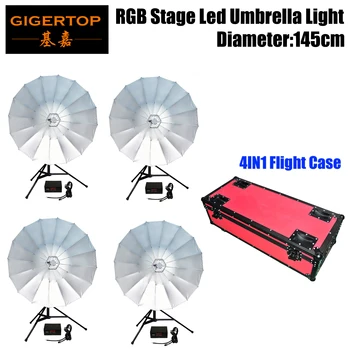 Goedkoop 4IN1 Rode Kleur Flightcase Pack Indoor RGB Led Paraplu Professionele Podium Verlichting CMY KLEURMENGING 145 cm Open Diameter TP UM34
