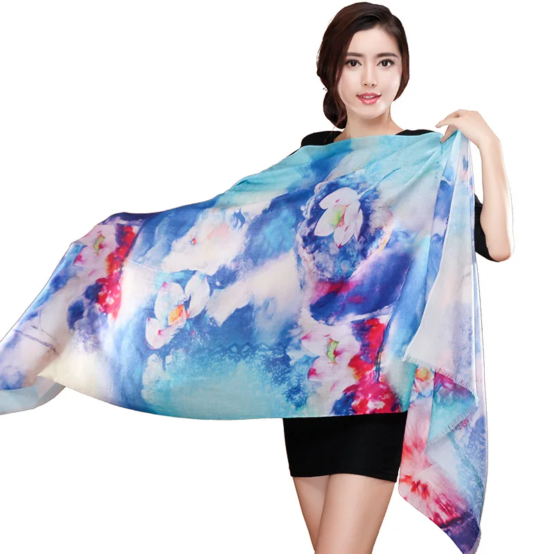 Print luxury Brand Floral Cashmere Scarf Women Oversized font b Tartan b font Scarf Wrap long