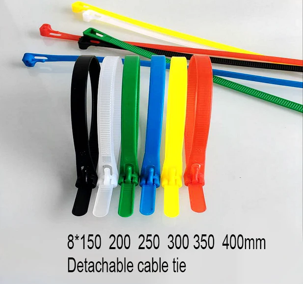 8X150 200 250 300 350 400mm detachable cable tie Releasable re usable