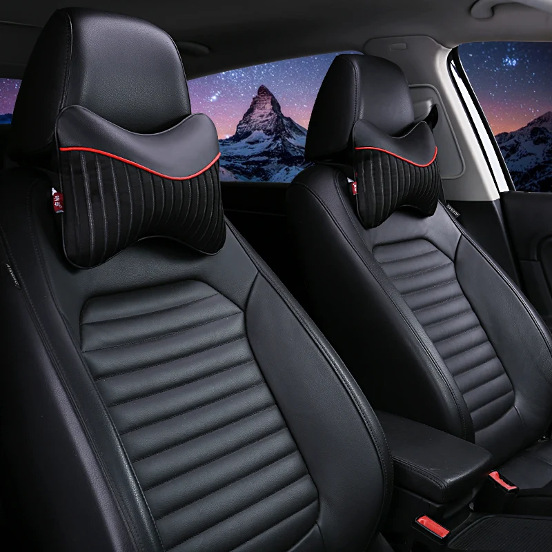 

New 2 PCS PU Leather Car Neck Pillows Neck Headrest Breathable Vehicular Pillows Seat Neck Pillows Car-styling Accessories