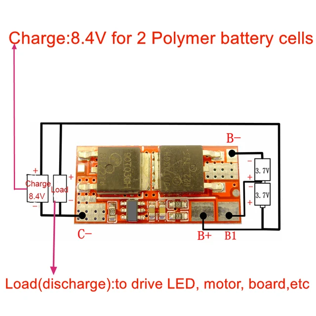 2S 10A BMS PCB PCM 18650 Li ion Battery Protection Circuit 