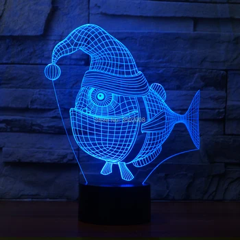 

lovely cartoon fish with hat shape night lamp 7 Changing Colors Led decoration lights for home