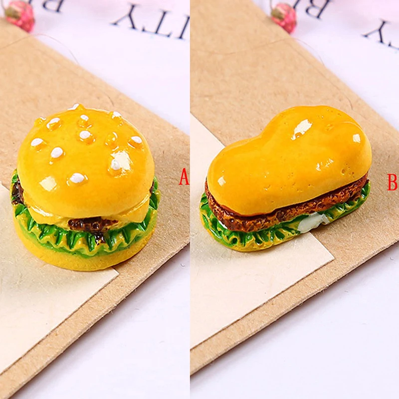 

5pcs Resin Food Play Simulation Burger Scale Hamburger Resin Miniature Fake Food Accessory Kitchen Living Room Micro Landscape