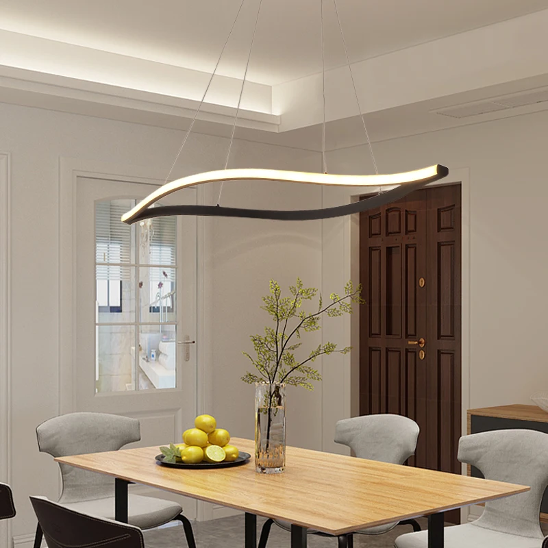  LICAN Leaf Shape Matte Black Hanging Pendant Lights For Dining Room Kitchen Room Home Deco White Fi - 33001489430