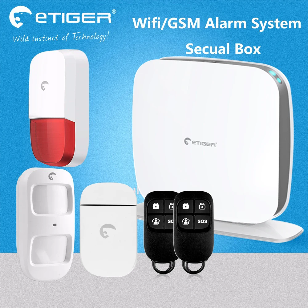 

Secual Box wifi/gsm Etiger latest new wifi security alarm system supporting 100 wireless detectors