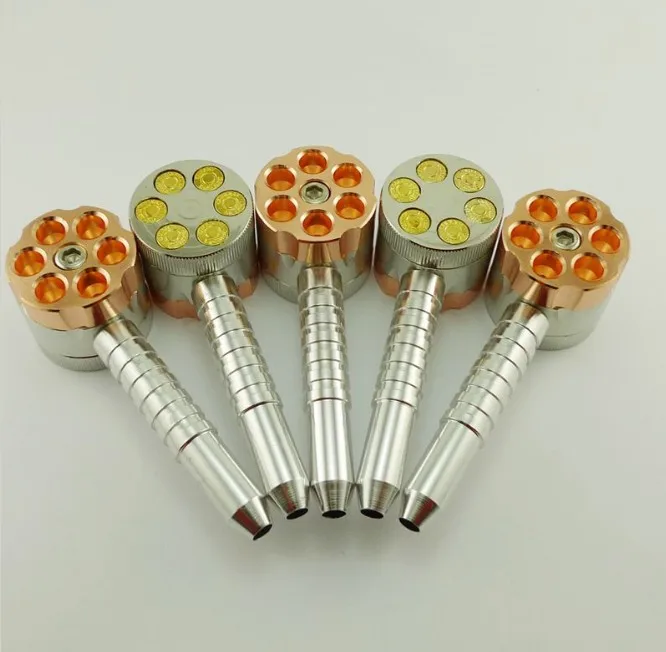 12pcs/lot BULLET ROTATING PIPE style tobacco grinder metal herb grinder