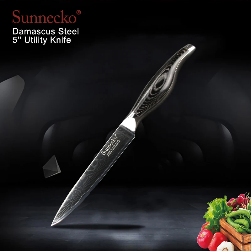 SUNNECKO дамасский нож хозяйственный santoku японский VG10 Сталь лезвие Кухня ножи Набор с