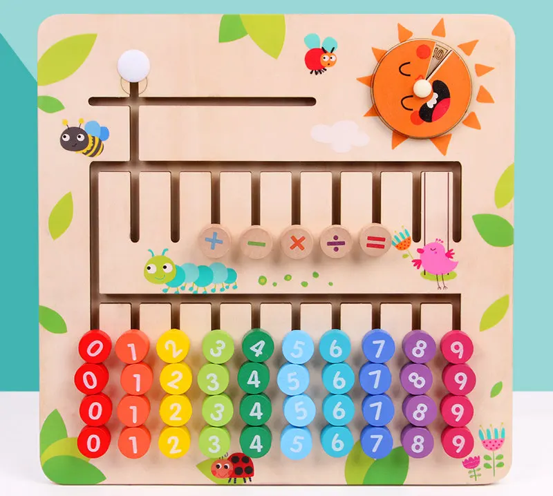 Монтессори обучающая математическая игрушка цифровое расположение деревянные игрушки для детей радужные блоки дошкольные обучающие средства арифметический подарок - Цвет: Rainbow Color