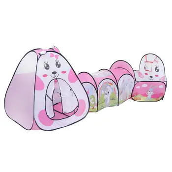 

LeadingStar Children Cartoon 3-In-1 Play Tent Tunnel and Ball Pit Combo Toy with Mini Basketball Hoop (Rabbit)