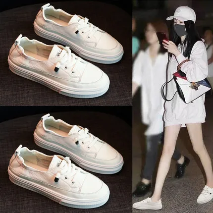 

Net red leather white shoes female 2019 summer tide shoes summer new Korean version of the wild breathable flat casual shoes