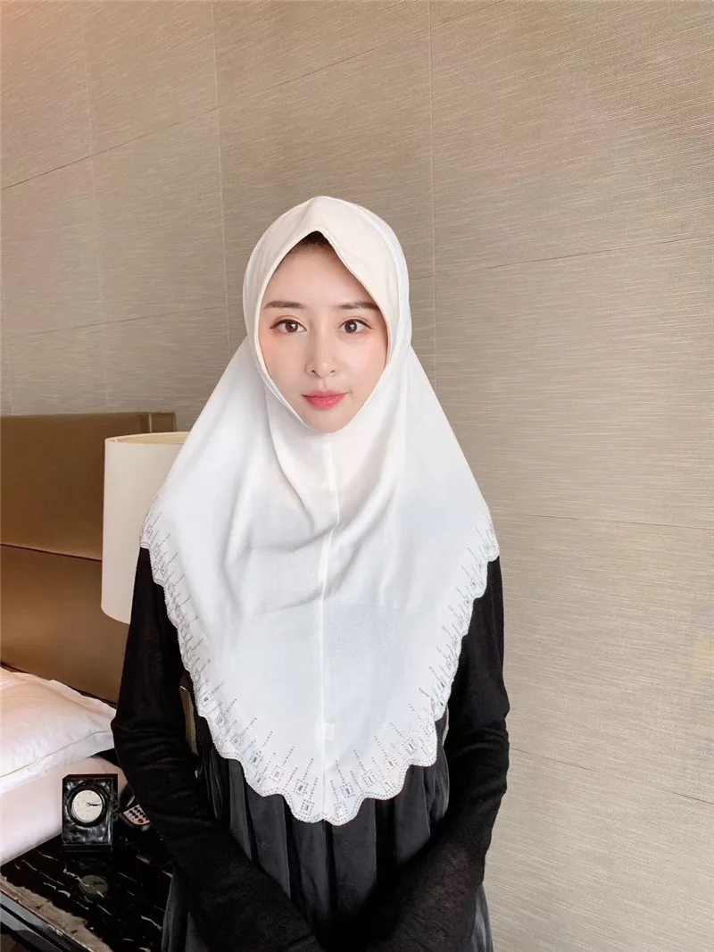 Мусульманские платки Малайзия Твердые Стразы вырезанные ручной работы конопли шифон удобное полотенце головной платок для женщин