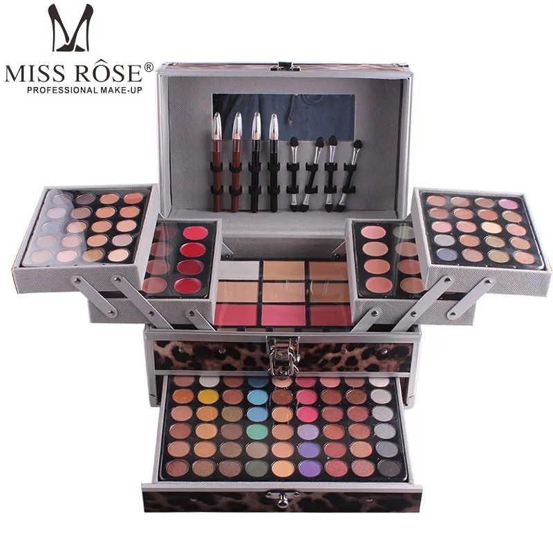 

MISS ROSE Professional makeup set of Aluminum box with eyeshadow blush contour powder palette for makeup artist gift kit