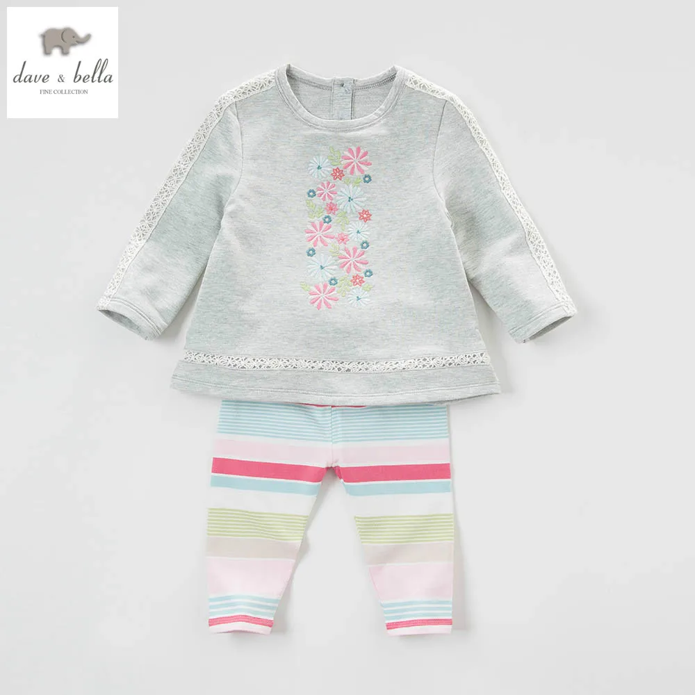 DB4311 dave bella bebé primavera niñas ropa conjuntos niños ropa floral de lujo establece con volantes chica boutique establece