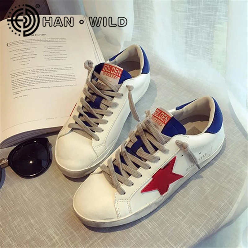 

Woman Casual Shoes Spring 2018 Retro Woman Leather Flats Do Old Dirty Shoes Female Mixed Color Flat Platform Shoes Golden Shoes