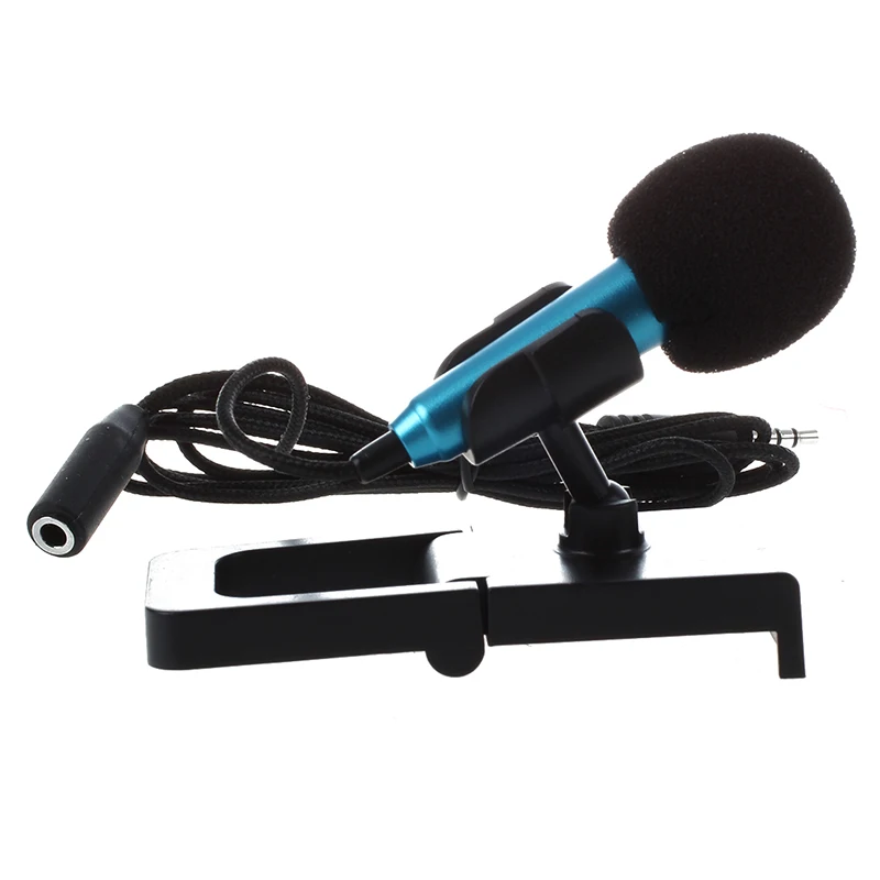 Мини-ручной микрофон для записи голоса, Интернет-чат на смартфоне, ноутбуке или планшете, с 3,5 мм микрофонным кабелем и подставкой для микрофона