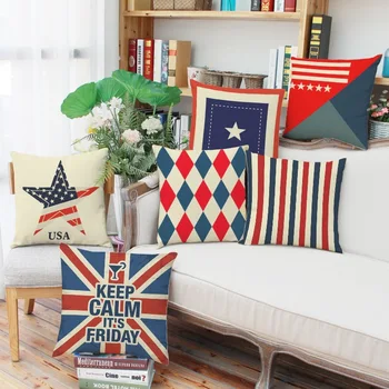 

Fashion Modern National Flag Pattern Pillow Case Home Soft Cotton Linen Throw Pillow Cover Square 45x45cm Pillowcases Hot Sale
