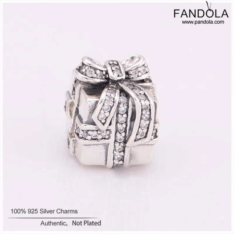 

Fits Pandora Charms Bracelets 925 Sterling Silver Jewelry Sparkling Surprise Charm with Clear CZ Beads Jewelry Making for Women
